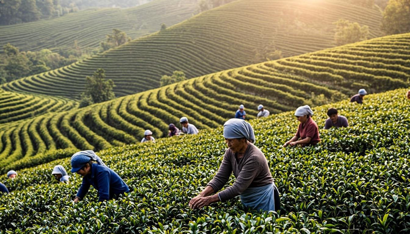 Terraced artisan tea garden in Ilam, Nepal